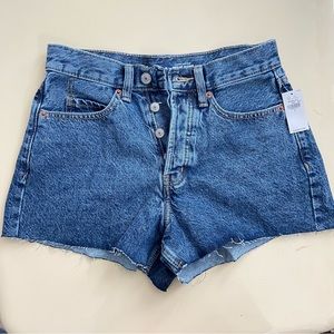 Old Navy Higher High-Waisted Button-Fly Sky-Hi A-Line Cut-Off Jean Shorts 0 NWT